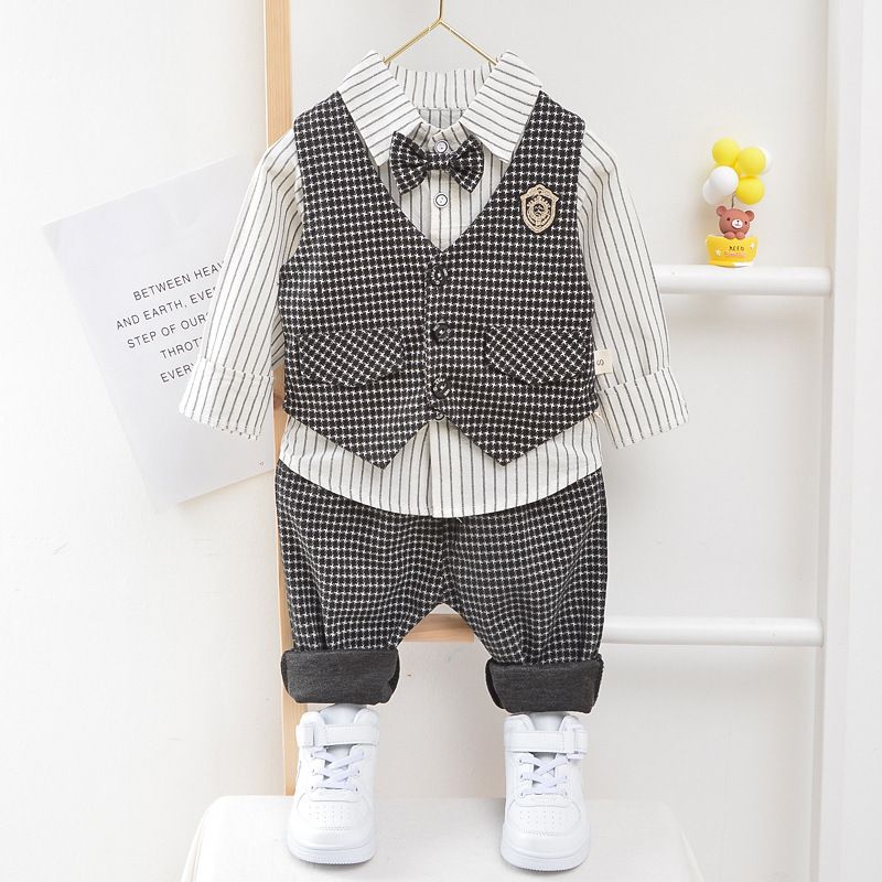 Children's Clothing Boys Spring And Autumn Suits 2020 New Children's Baby Houndstooth Vest Three Piece Suit Spring Style_viptrois.com