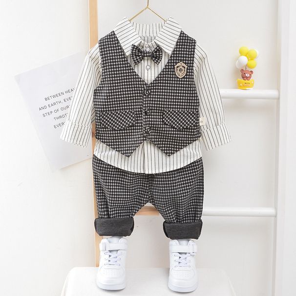 Children's Clothing Boys Spring And Autumn Suits 2020 New Children's Baby Houndstooth Vest Three Piece Suit Spring Style_viptrois.com