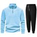 Men's Fleece Zip-Up Jacket - Stand Collar Winter Pullover With Soft Brushed Lining (Black, Cream, Sky Blue, Gray)_viptrois.com