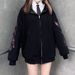 Zipper Korean Style Dark Long Sleeve Plus Size Hooded Sweatshirt Y2K Cute Girl Jacket_viptrois.com