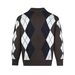 Retro Checkered Knit Sweater - Vintage-Inspired Collared Cardigan For Men & Women_viptrois.com