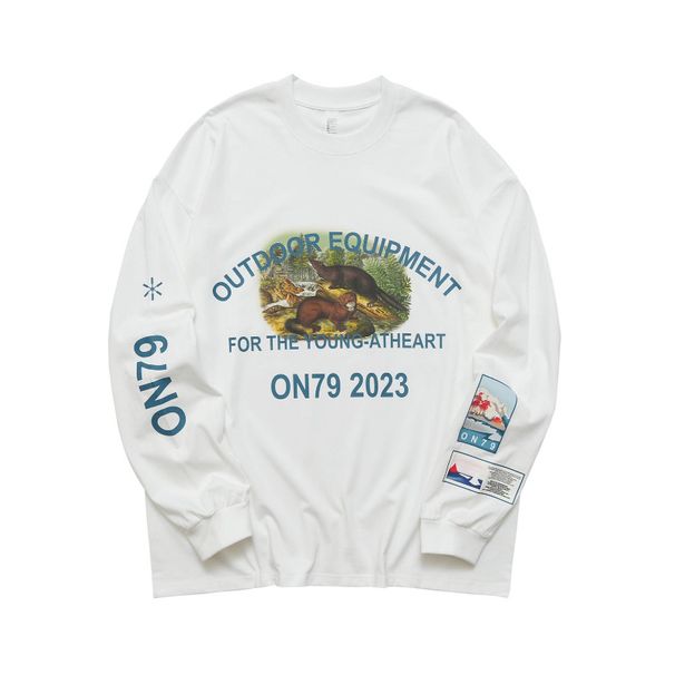 National Trend Brand Letter Print Long Sleeve T-Shirt Men Autumn Loose American Street Style Crew Neck Top_viptrois.com
