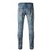 Men's Clothing Street style ink splash graffiti classic retro washed jeans for men One piece of elastic large size jeans for men_viptrois.com
