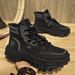 European Warm Series Men's 2025 Autumn New Trend Black Casual Safety Shoes Thick Sole Hiking Work High-top Martin Boots_viptrois.com