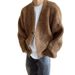 Pure Cross-Bordr Hot-Slling Europan Plus Siz V-Nck Mixd Color Thick Knit Swatr Mn's Cardigan Jackt Factory_viptrois.com