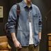 Men's Clothing Trendy Spring Denim Shirt Long Sleeve Loose Gray Workwear Casual Shirt Retro Jacket_viptrois.com