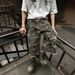 Men's Clothing Retro Destroyed Washed Pocket Workwear Camouflage Cropped Pants Men And Women Trendy Loose Casual Straight Shorts_viptrois.com