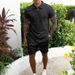 Men's Clothing Short Sleeved Shorts Casual Slim Two Piece Suit_viptrois.com