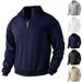 Cross-Border American Retro Casual Stand Collar Zipper Pullover Loose Knitted Patchwork Long Sleeve Autumn Winter_viptrois.com