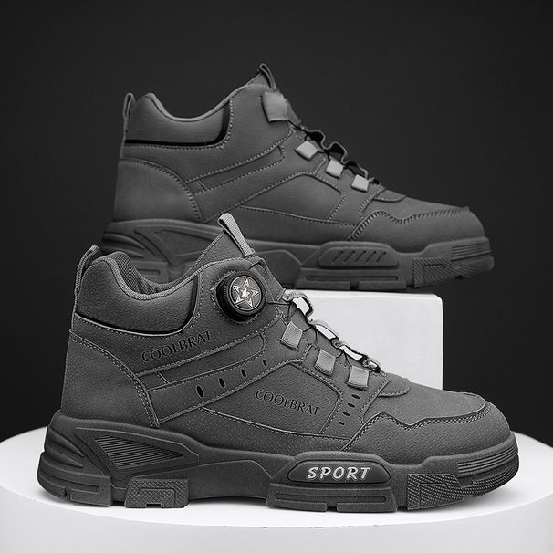 2023 Autumn High-top Thick-soled Casual Martin With Rotating Buckle Outdoor Work Men's Ankle Boots_viptrois.com