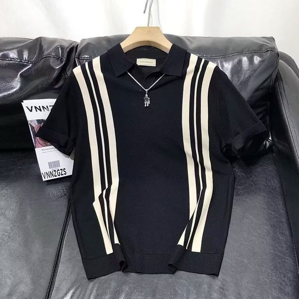 Men's Clothing New Ice Silk Knitted Short Sleeved T Shirt Summer Half Sleeved Men's Tops Casual Large Size Men's Clothing_viptrois.com
