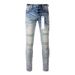 Casual Custom Silk Label Denim High Quality Breathable Fitting Ripped Streets Styles Purple Jeans Ripped Men's Blue_viptrois.com