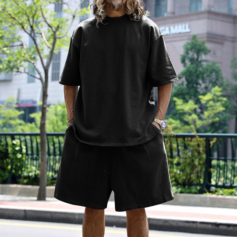 Men's Clothing Summer Large Version Sports Suit Casual Loose Short Sleeved T Shirt Shorts_viptrois.com