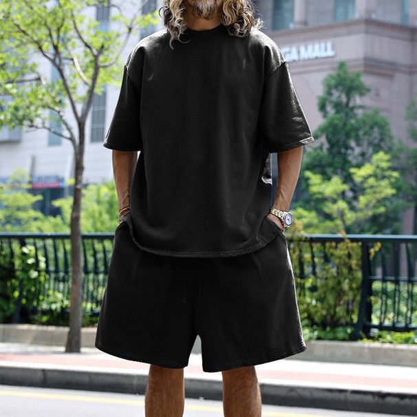 Men's Clothing Summer Large Version Sports Suit Casual Loose Short Sleeved T Shirt Shorts_viptrois.com