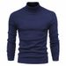 Pure Autumn Winter New Solid Color Pullover Export High Neck Men's Casual Knitted Cross-Border Sweater_viptrois.com