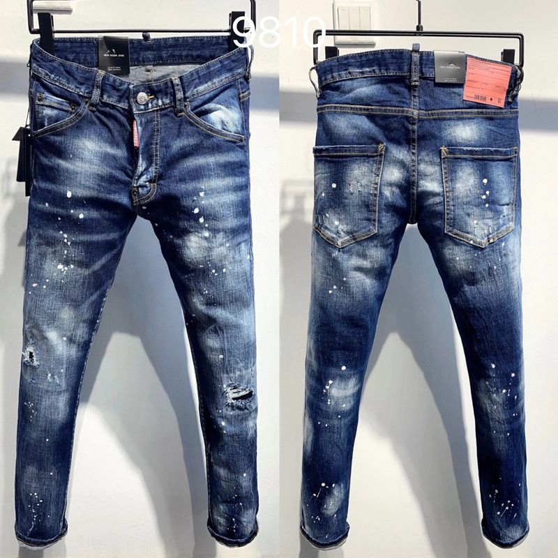 Men's Slim Fit Stretch Denim Jeans With Distressed Details & Ripped Design - Comfortable Straight Leg For Casual Wear_viptrois.com
