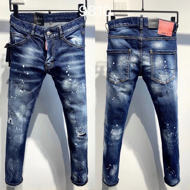 Men's Slim Fit Stretch Denim Jeans With Distressed Details & Ripped Design - Comfortable Straight Leg For Casual Wear_viptrois.com