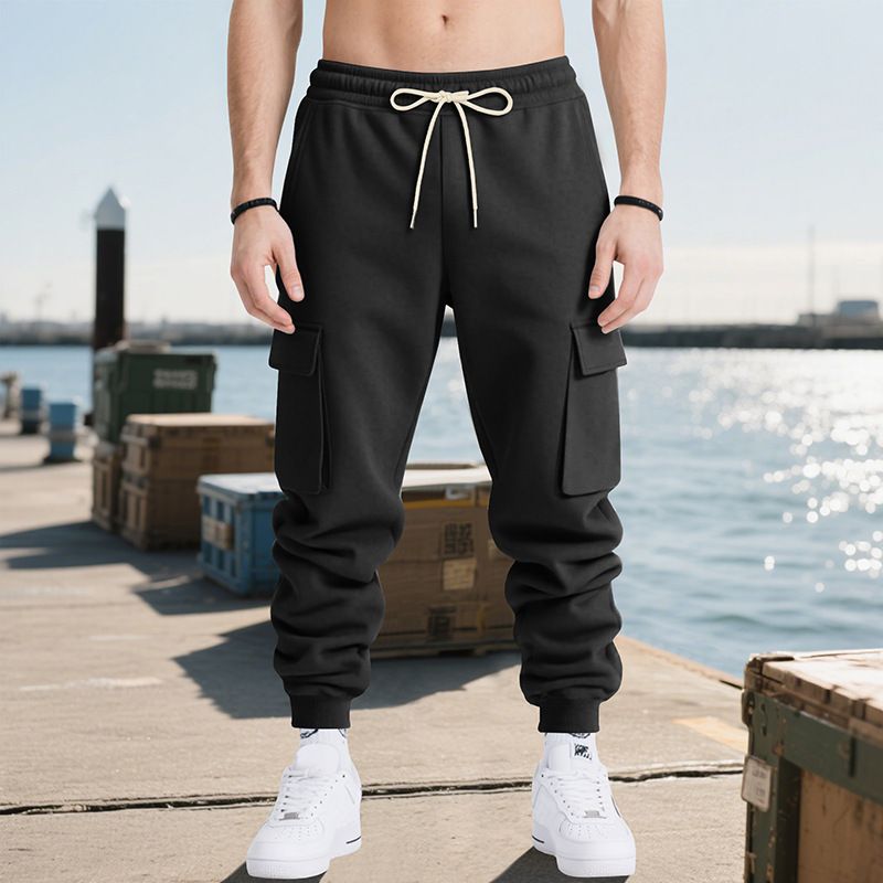Men's Clothing Autumn And Winter Heavy Loose High Street Casual Sports Men's Multi Pocket Workwear Trousers_viptrois.com