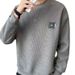Waffle hoodie for boys in spring and autumn, trendy round neck, autumn outfit, base shirt, T-shirt, casual men's clothing_viptrois.com