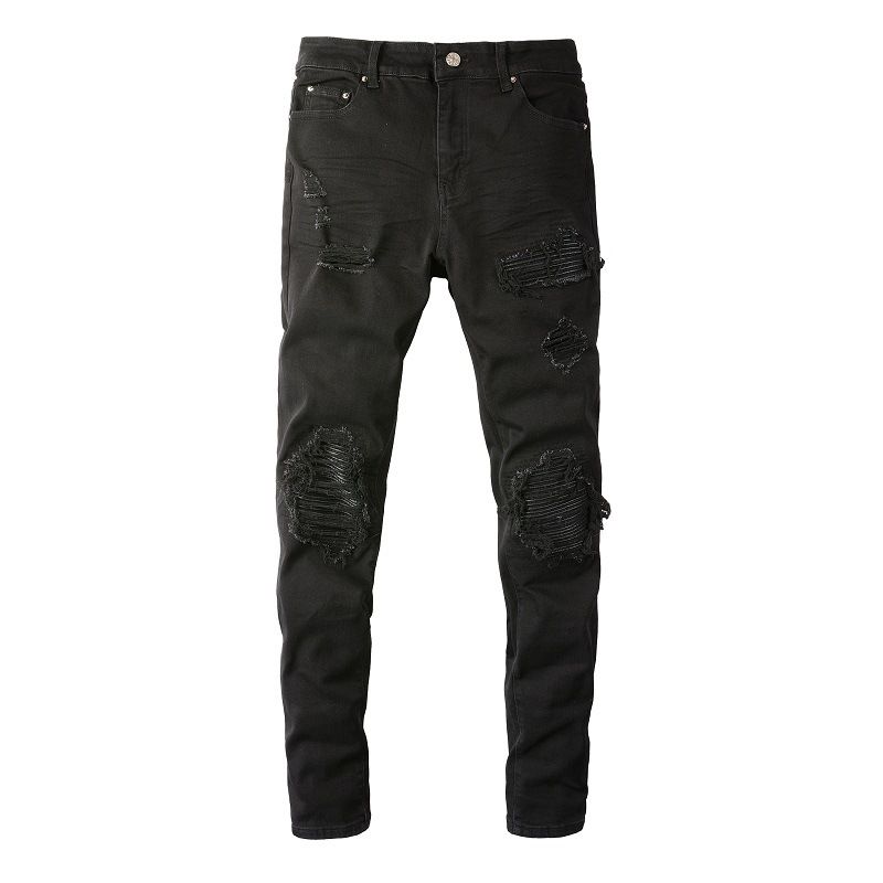 Men's Clothing Foreign Trade Jeans Men's High Street Fashion Street Ripped Jeans Men's Elastic Slim Fit Pants 8520_viptrois.com