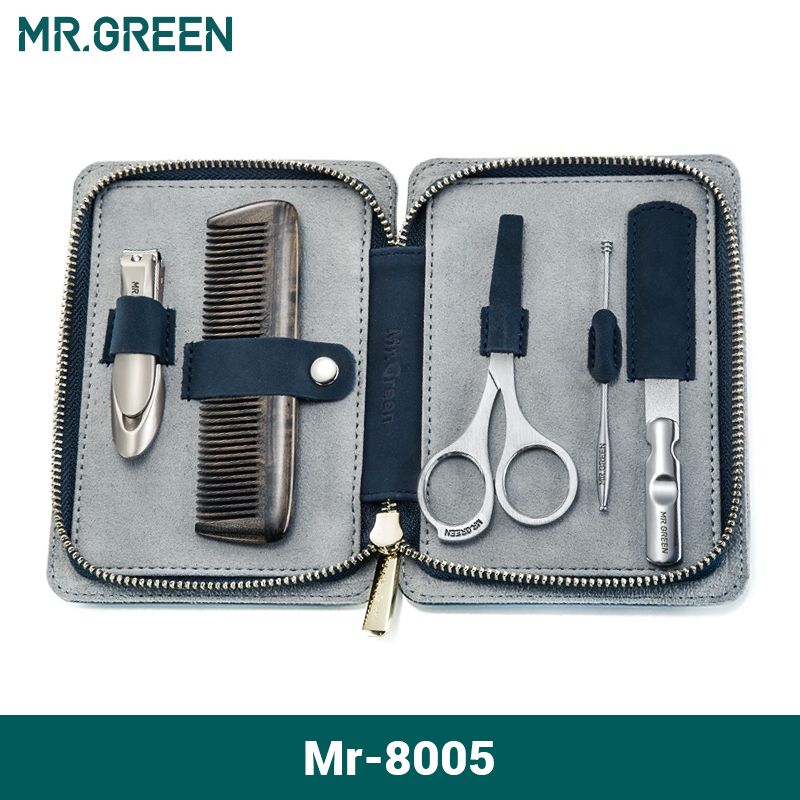 Manicure Set MR.GREEN Portable Business Style Personal Care Tools Hair Comb Nail Clippers With Full Grain_viptrois.com