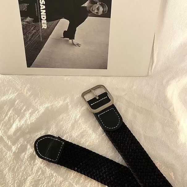 Elastic Elastic Pants With Canvas Woven Belt For Women And Men, Korean Version Of Versatile Casual Pin Buckle Belt For Women_viptrois.com