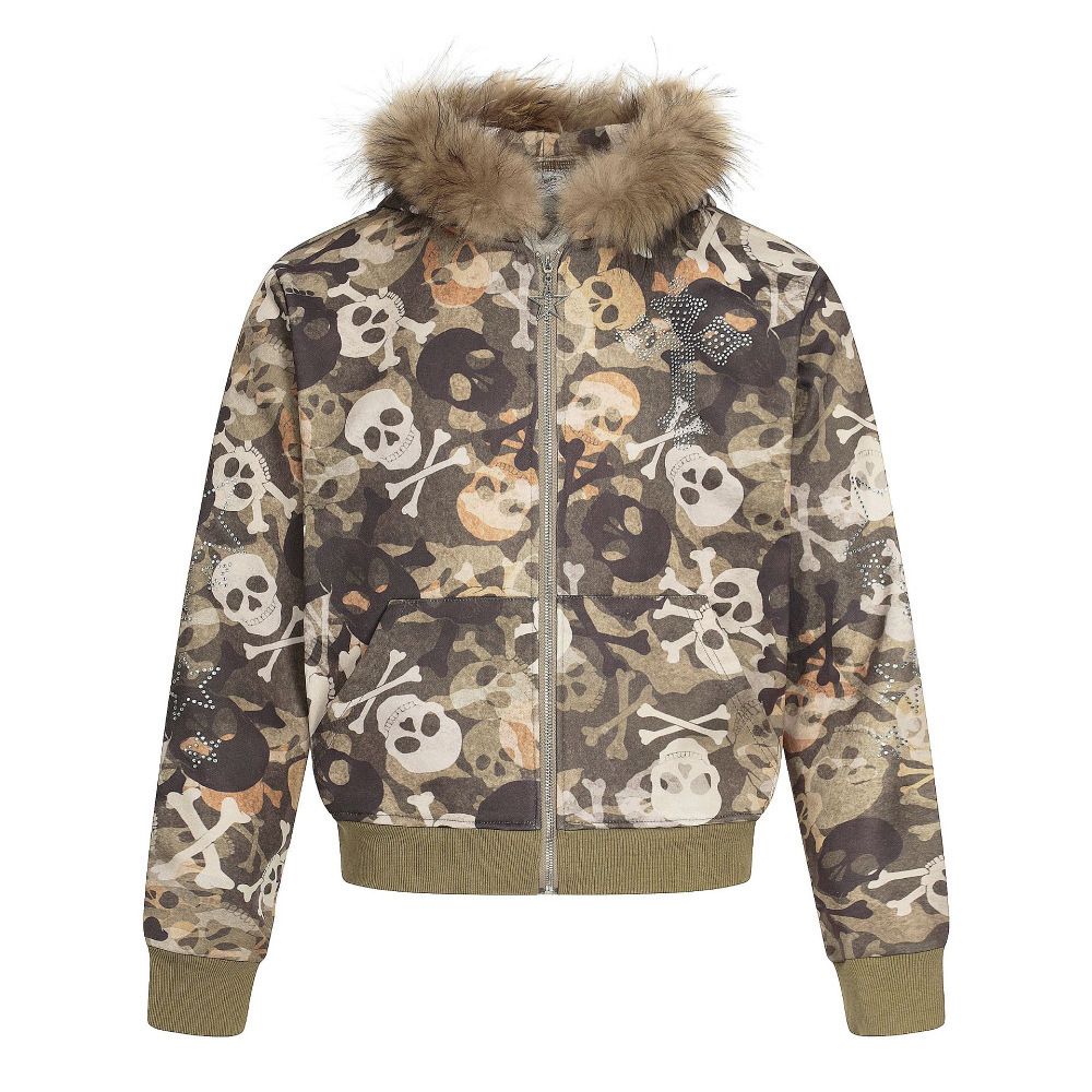 Y2K Cyberpunk Zip-Up Hoodie – Streetwear Unisex Pullover With Camo & Skull Print_viptrois.com