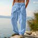 Men's ClothingCotton And Linen Four Seasons Thin Breathable Workwear Multi Pocket Loose Casual Trendy Wide Leg Pants_viptrois.com