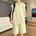 2025 Sleeveless Men's Summer Pineapple Check Loose Vest Casual Sports Two-Piece Trendy Set_viptrois.com