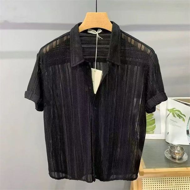 Men's Clothing Men's New Short Sleeved Polo Shirt Loose Iron Free Drape Spring And Summer White Light Luxury High End_viptrois.com