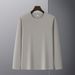230g Autumn Pure Cotton Long Sleeve T-Shirt Men Round Neck Heavyweight Solid Color Simple Top Base Shirt Wholesale Logo_viptrois.com