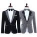 CT Men's Colorful Shiny Sequin Single Singer Stage Long Sleeve Shirt Annual Meeting Performance Suit Set Formal Wear_viptrois.com
