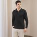 Men's Slim Fit Polo Neck Knit Sweater - Business Casual Retro Style Long Sleeve Pullover For Autumn & Winter (Black, White, Dark Grey)_viptrois.com