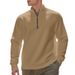 Men's Plus Size Fleece-Lined Half-Zip Pullover Sweatshirt - Casual Solid Color Hoodie For Autumn & Winter_viptrois.com