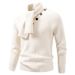 Men's Scarf Collar Knit Sweater - Oversized V-Neck Pullover In White, Gray, Black, Light Pink, Red (M-4xl)_viptrois.com