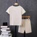Mother & Kids Boys' Casual Outfit Set Short Sleeve T-Shirt Shorts Combo Cotton Comfortable Playwear_viptrois.com