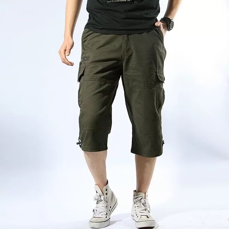 Men's Cargo Shorts 7-Inch Length, Cotton Workwear Short Pants With Multiple Pockets, Lightweight Relaxed Fit For Summer Casual Wear_viptrois.com