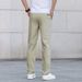 Men's Comfortable Straight Fit Trousers - Breathable Polyester, Stretchable & Wrinkle-Resistant For Business Casual Wear (Black, Khaki, Gray)_viptrois.com