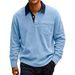 "Men's Retro Corduroy Polo Shirt – Color Block Long Sleeve Button Pocket Casual Top (Black, Army Green, Dark Blue, Khaki)"_viptrois.com