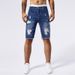 Men's Stretch Denim Shorts With Distressed Details | Elastic Comfort Five-Inch Inseam | Relaxed Straight Leg Casual Shorts For Men | Vintage_viptrois.com
