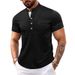 Men's Clothing Men's Outdoor Round Neck Open Tube Henry Short Sleeve Bottom T Shirt Pocket Men's Polo Shirt_viptrois.com