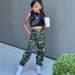Mother & Kids European and American cross-border fashion suit trendy vest + camouflage hip-hop overalls two-piece set trendy girls YM118_viptrois.com