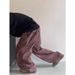 Men's Clothing High Street Trendy Brand Small Flame Embroidered Oversized Jeans For Men, American Retro Style, Washed, Loose, Floor Length_viptrois.com