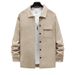 Men's Retro Jacquard Knit Collar Shirt Jacket - Lightweight Casual Blazer For Spring & Autumn (White, Black, Khaki, Light Gray, Iron Gray)_viptrois.com