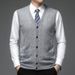 Men's Wool Blend Sleeveless Cardigan Vest Slim Fit Single-Breasted Knit Sweater For Casual Business Wear (Light Gray, Wine Red, Navy, Dark Gray)_viptrois.com