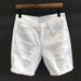 Men's Clothing Summer Black Ripped Denim Shorts Slim Elastic Five Point Breeches Trendy All Match Mid Length Pants_viptrois.com