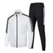 Men's Sportswear Set - Classic 3-Stripe Track Jacket & Jogger Pants, Cotton-Blend Comfort For School & Casual Wear_viptrois.com