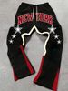 Men's Clothing Fashion New York Letter Leisure Fashion Slightly Elastic Fabric Flared Pants Fashionable And Versatile_viptrois.com