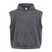 Men's Clothing 400g Heavyweight Distressed Hooded Vest – Raw-Hem Zip-Up Streetwear Sleeveless Top With Side Pockets (Ruins Black/Ruins Grey)_viptrois.com
