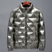 Men's Slim Fit Short Puffer Jacket With Shiny Finish - Lightweight Winter Coat, Stand Collar, Stylish & Warm For Casual Wear_viptrois.com